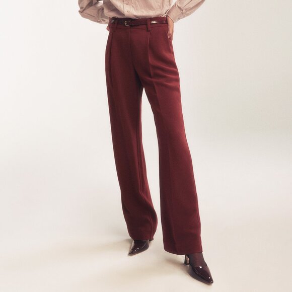 New Reformation Alex Wide Leg Trouser Chianti Red 10-12 fit $198 - Picture 1 of 7